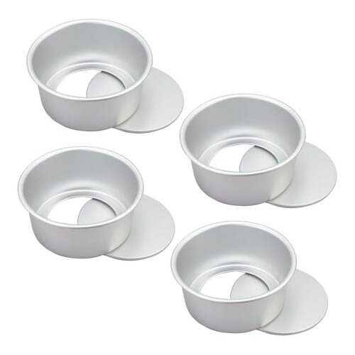 4pcs Non Stick Round Baking Pan Set Anodized Aluminium Deep Cake Tins Easy Clean  Temp