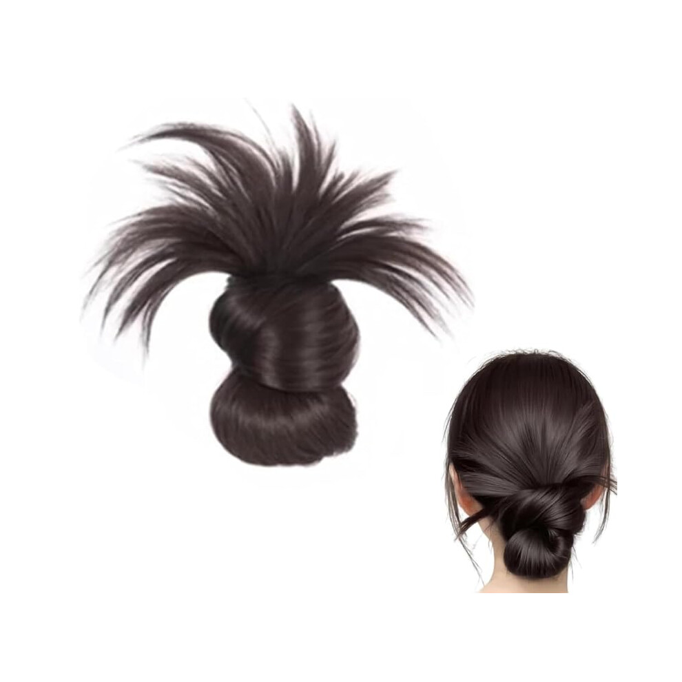 Messy Bun Hair Piece ClipOn Hair Bun Extension with Claw Clip Brown Black Wig for Women
