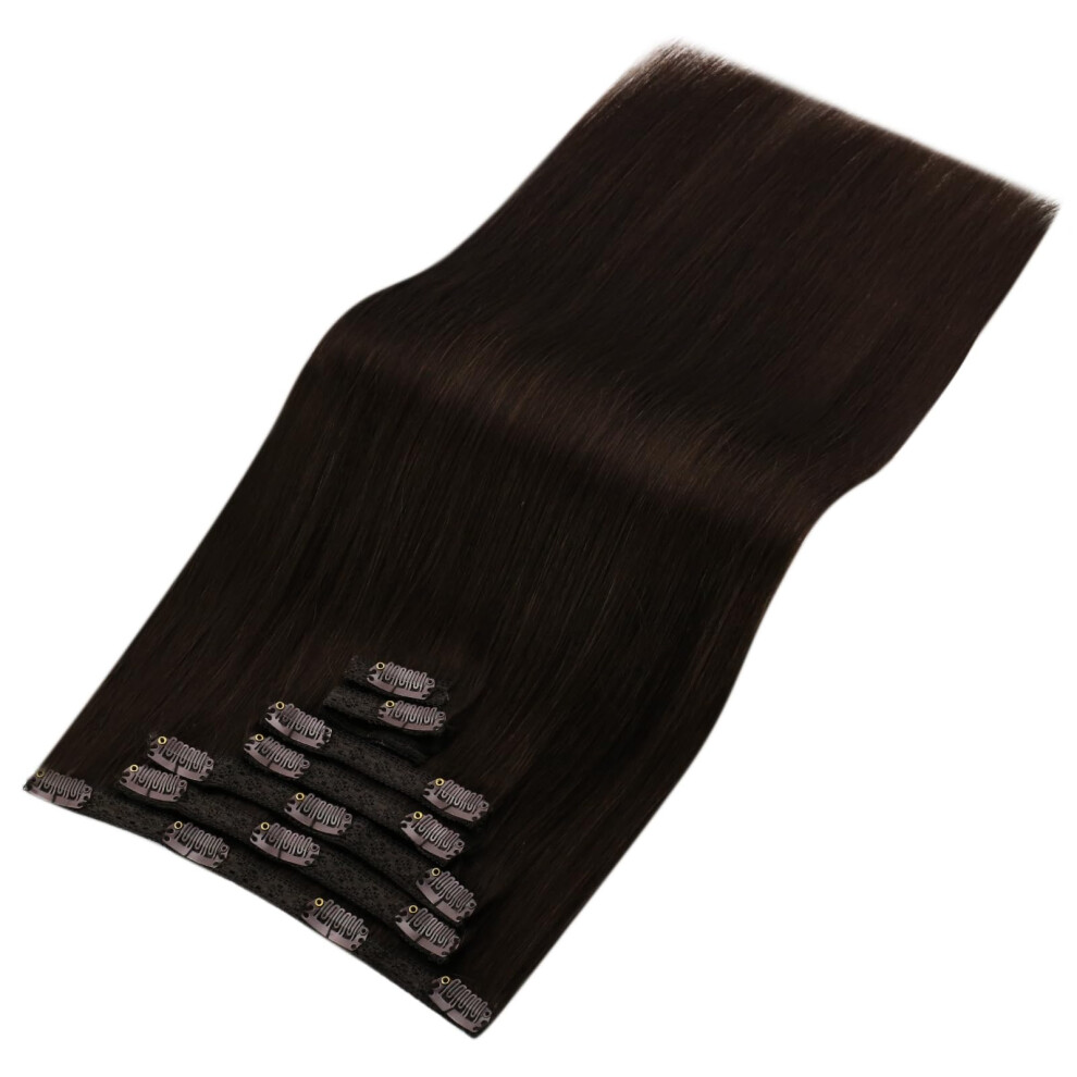 Real Hair Extensions ClipIn Brown Dark Brown Real Human Hair 16 Inch ClipIn Extensions 120g 7 Pieces Soft For Women