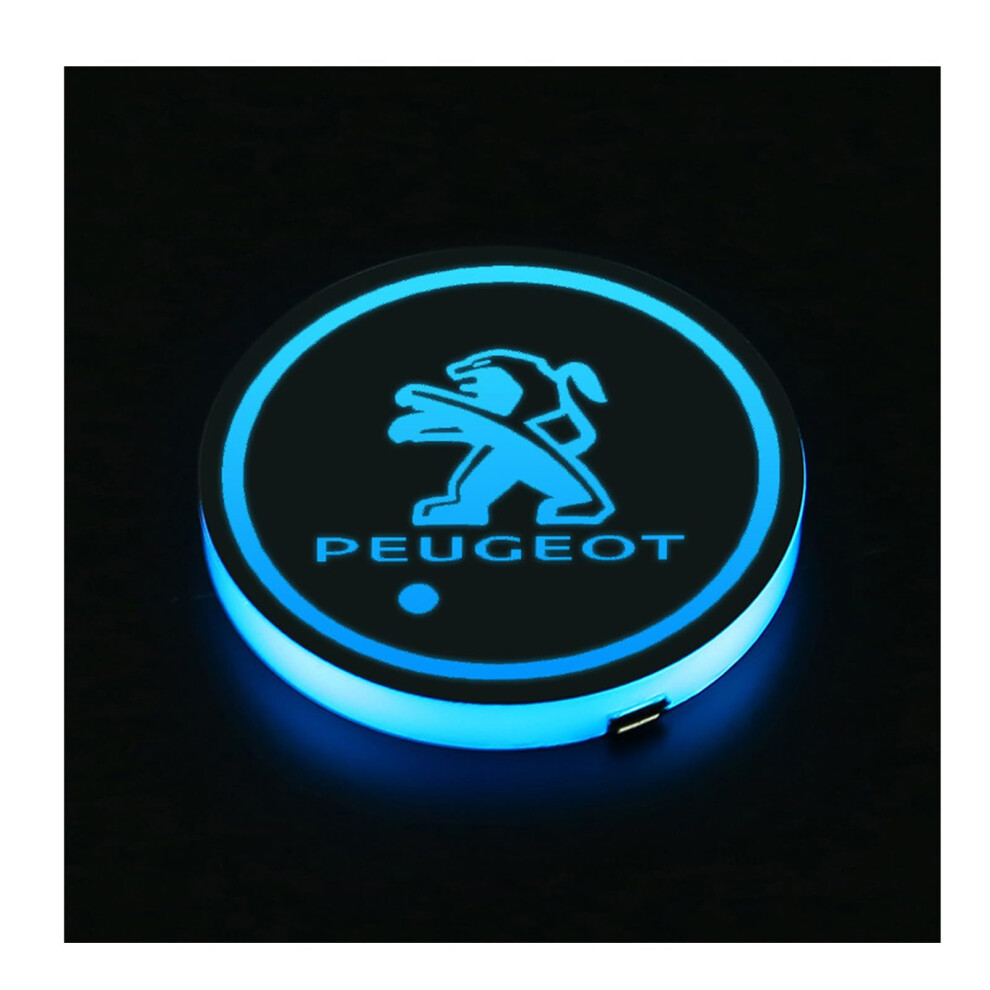2Pcs Led Car Cup Holder Coasters 7 Colors Glow Acrylic Antislip For Peugeot 205208 19832025 9094768587034