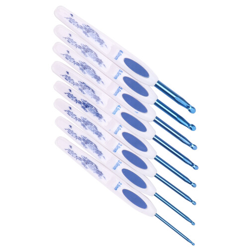 Crochet Hook Set 8 Sizes Soft Non-Slip Grip Numbered for Easy Use