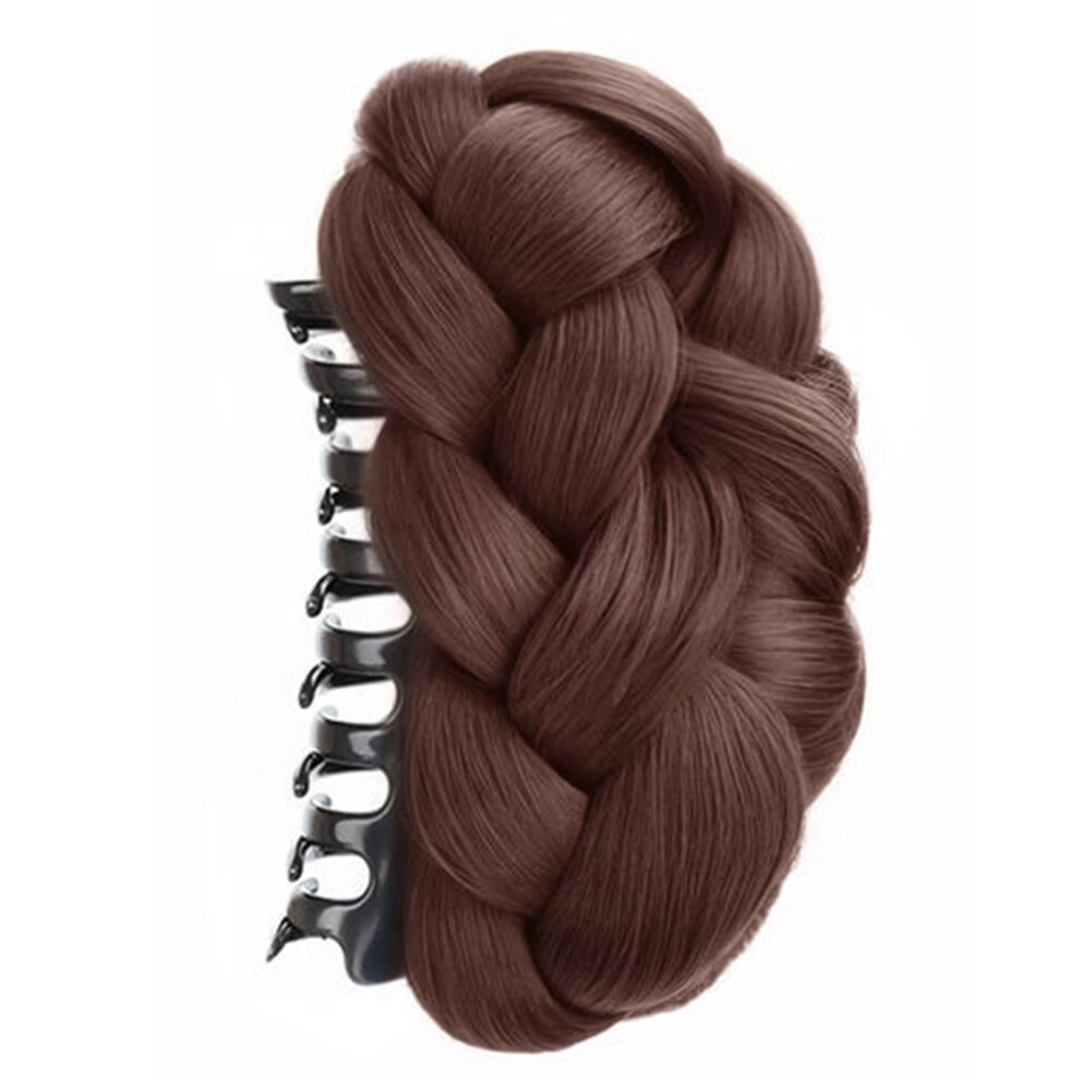 Unisex Natural Looking Twisted Braided Bun Hairpiece For Women With Claw Clip Voluminous Styles For Formal Event Ref: 7270