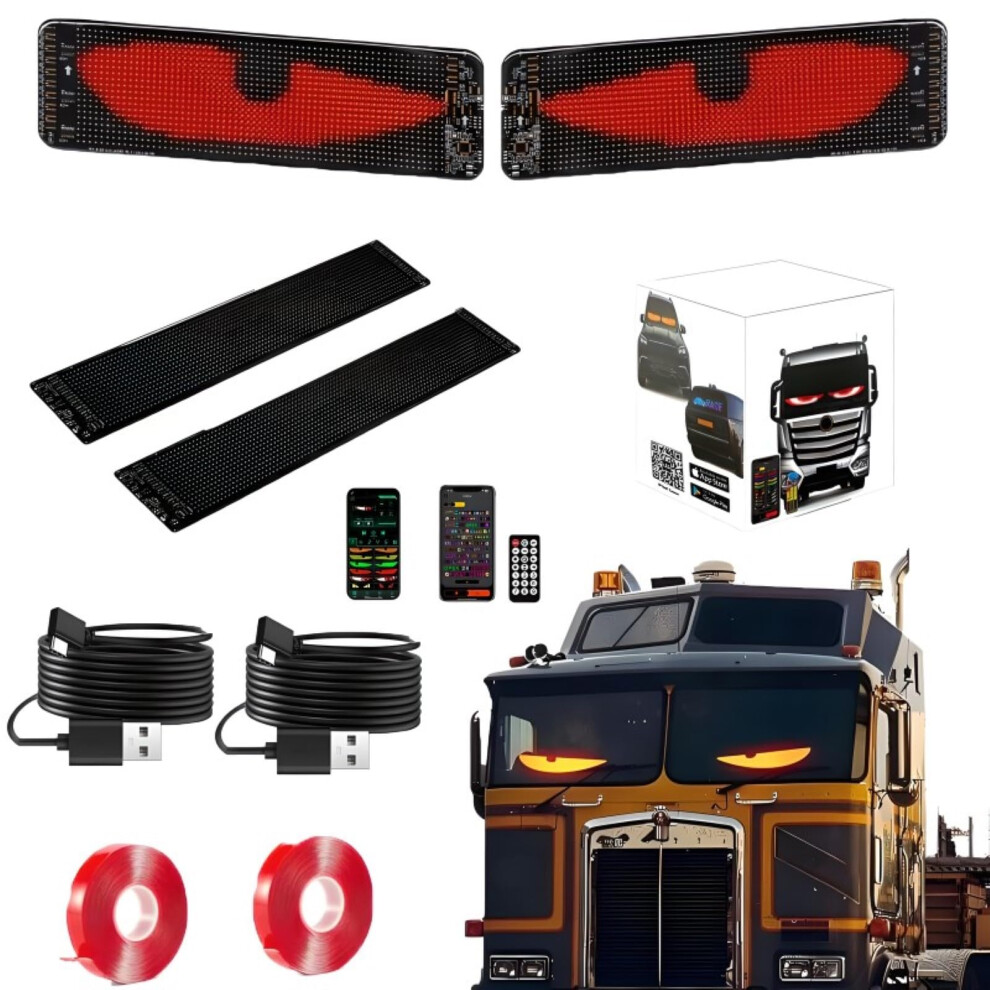 2Pcs Led Car Display Screen With Bluetooth Remote, Waterproof Flexible Programmable Lights For Cars, Vans, Trucks 9187378646311
