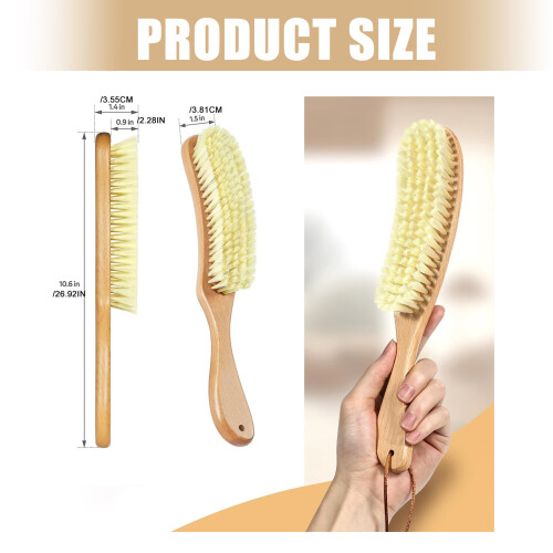 Sturdy Wood Lint Brush Designed With Ergonomic Handle And-Black 2