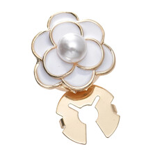 Alloy Floral Cufflinks Cover Pearls Embellished Button-White