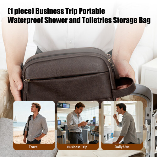 Tragbare Kosmetiktasche für Reisen, großes-hellbraun 2