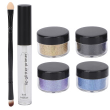 Wide Range Of Applications Glitter Lip Kit Waterproof Shiny Long Lasting 3D Effect Lip Gloss Powder Set With Primer And Brush Durable Heat Dissipation