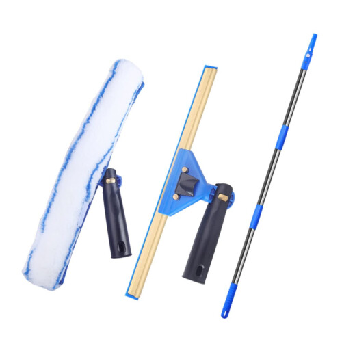 Extendable Window Cleaning Squeegee with Microfiber Head for Shower Doors, Glass, Tile, and Car