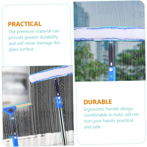 Extendable Window Cleaning Squeegee with Microfiber Head for Shower Doors, Glass, Tile, and Car 1