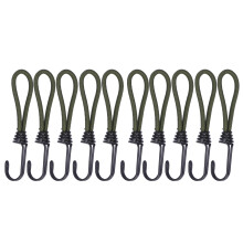 Heavy-Duty Bungee Cords With Hooks Elastic Straps For Camping Travel Home Outdoor Use Durable Metal Hook Secure Tie Down Camo Green Pack Of Multiple