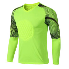 (Green 1 Shirt, M Height 160-165CM) New Men's Adult Soccer Goalkeeper Uniform Protective Sponge long Sleeve Kid Training Soccer Jersey