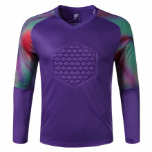 (Purple 1 Shirt, L Height 165-170CM) New Men's Adult Soccer Goalkeeper Uniform Protective Sponge long Sleeve Kid Training Soccer Jersey