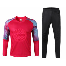 (Rose Pant 1 Set, S Height 155-160CM) New Men's Adult Soccer Goalkeeper Uniform Protective Sponge long Sleeve Kid Training Soccer Jersey