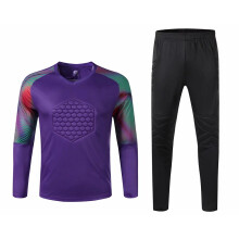 (Purple Pant 1 Set, 2XL Height 175-180CM) New Men's Adult Soccer Goalkeeper Uniform Protective Sponge long Sleeve Kid Training Soccer Jersey
