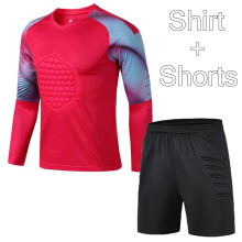 (Rose Shorts 1Sets, XL Height 170-175CM) New Men's Adult Soccer Goalkeeper Uniform Protective Sponge long Sleeve Kid Training Soccer Jersey