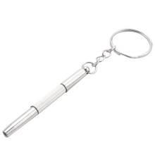 3-in-1 mini-schroevendraaier van legering met sleutelhanger en gereedschap voor horloge- en brillenreparatie