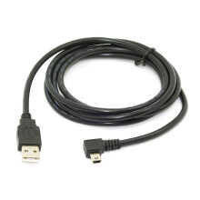 1,8 m zwarte datakabel met 5-pins mini-USB B 90 linkse connector en USB 2.0-aansluiting.