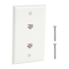 Set van 2 Ethernet-wandplaten met 2 poorten, RJ45 Cat6 female-to-female keystone-connectoren.