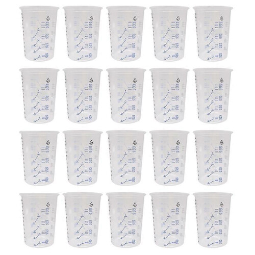20 plastic maatbekers voor het mengen van epoxyverf, 600 ml