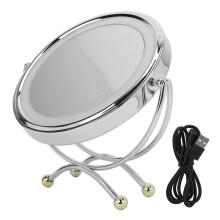 Draagbare make-upspiegel met verlichting en vergroting (1x3x), draaibare standaard, aanraakgevoelige dimfunctie, zachte LED-verlichting, fijn