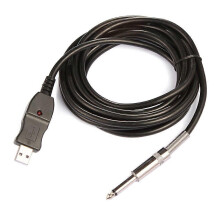 3 meter USB-adapter-/converterkabel voor gitaar naar pc (6,5 mm jack).