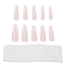 Hoogwaardige ABS-materialen, zelfklevende nagels in doodskistvorm met salon-effect, populaire ballerina-vormige manicure-decoratie, nagellak
