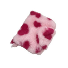 Adorable pochette de rangement en peluche à imprimé cœur,-Rose