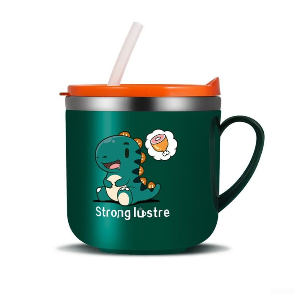 304 Stainless Steel Children's Sippy Cup With Lid And Straw DoubleLayer Insulation Keeps Temperature