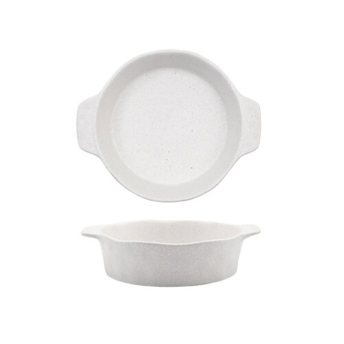 Ceramic Baking Dish with Handles, Large Capacity Oven Safe Pan for Roasting and Baking, White
