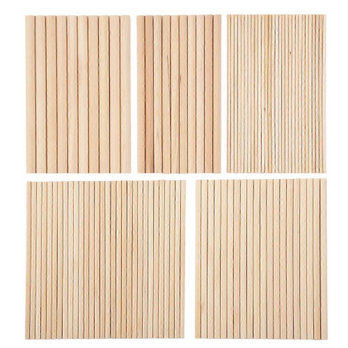 100x houten deuvels in 5 diameters (6 inch)