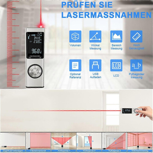40m slimme digitale laser afstandsmeter, mini draagbare afstandsmeter. 2
