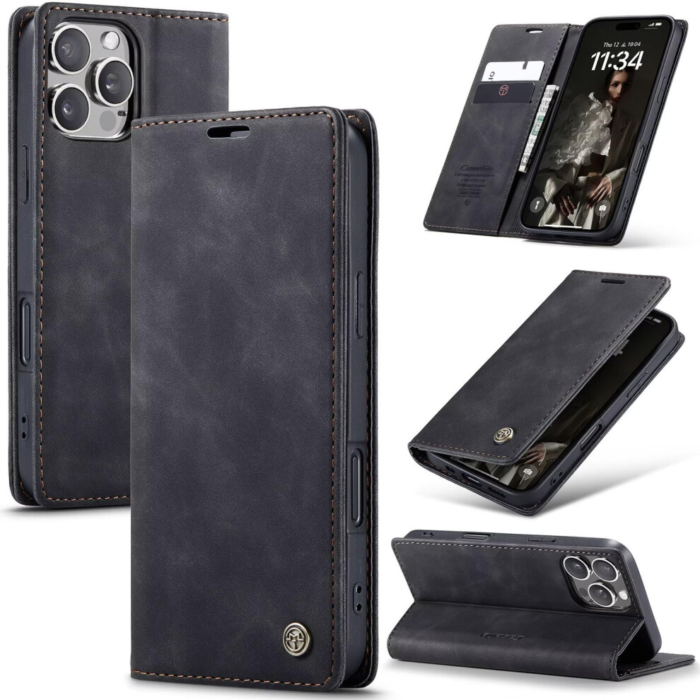 Leather Wallet Case, Flip Wallet With Card Slot, Kickstand, For Iphone 14 Pro Black 9094768591017