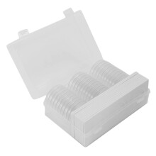 Muntcapsulehouder van 46 mm met beschermkapje. Opbergdoos voor munten (8 munten).