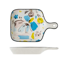 Ceramic Baking Dish with Single Handle, Nordic Style Oven Safe Tray, Microwave and Dishwasher Safe