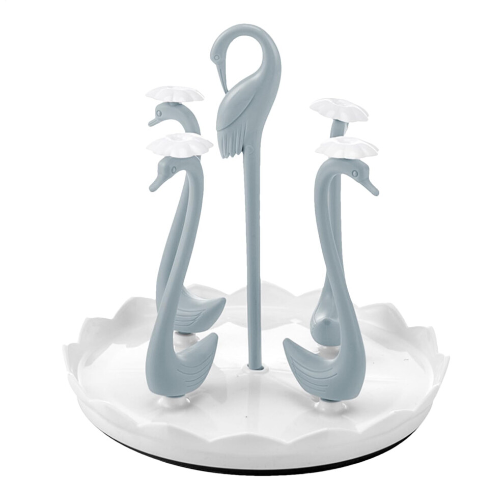 Baby Bottle Drying Rack with Drain Tray, Elegant Swan Design, Rotating 4Cup Countertop Stand
