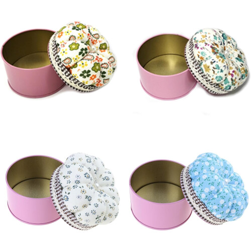 Flower Pin Cushion With Storage Container, Quilting Pin Holder, Sewing Accessory For Pins, Thread, Thimble, Button 1