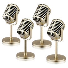 Set van 4 retro microfoons, accessoires, vintage model, antieke microfoon, speelgoed, podiummicrofoon, tafel D