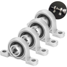 Set van 4 kogellagers, 20 mm kussenbloklagers, flenskogellagers, zelfdragend en zelfstellend.
