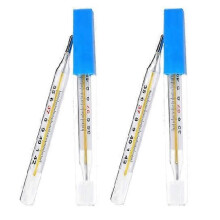 Set van 4 medische kwikthermometers van glas, groot display, klinisch meetinstrument