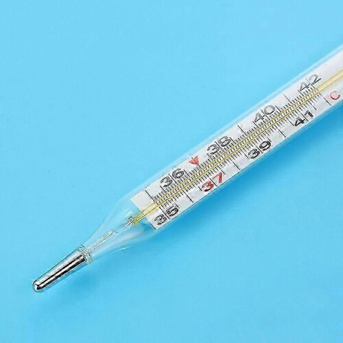 Set van 4 medische kwikthermometers van glas, groot display, klinisch meetinstrument 1