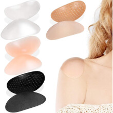 Set van 4 paar push-up schouderpads, gemaakt van zachte, zelfklevende en antislip siliconen, transparant en huidkleurig.