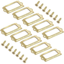 Set van 30 antieke bronzen metalen labelhouders (70 x 33 mm) met schroeven voor kantoormeubelen, boekenkasten, lades en kasten.
