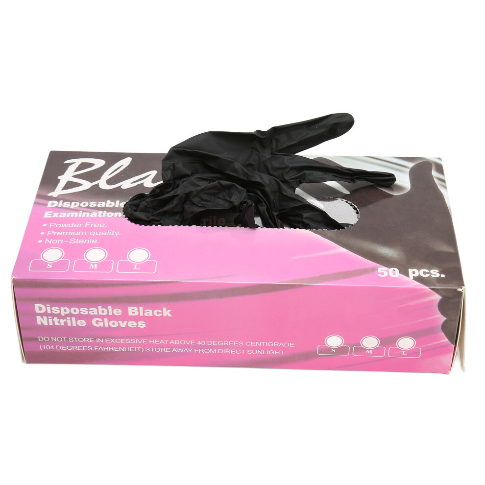 Black 50Pcs Disposable Rubber Gloves, Powder-Free, Textured Fingertips