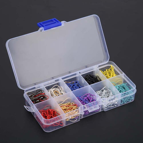 Crochet Stitch Markers with Rounded Shape End, Metal Safety Pins for Temporary Fixes Storage Box Durable Material Multi Usage 2