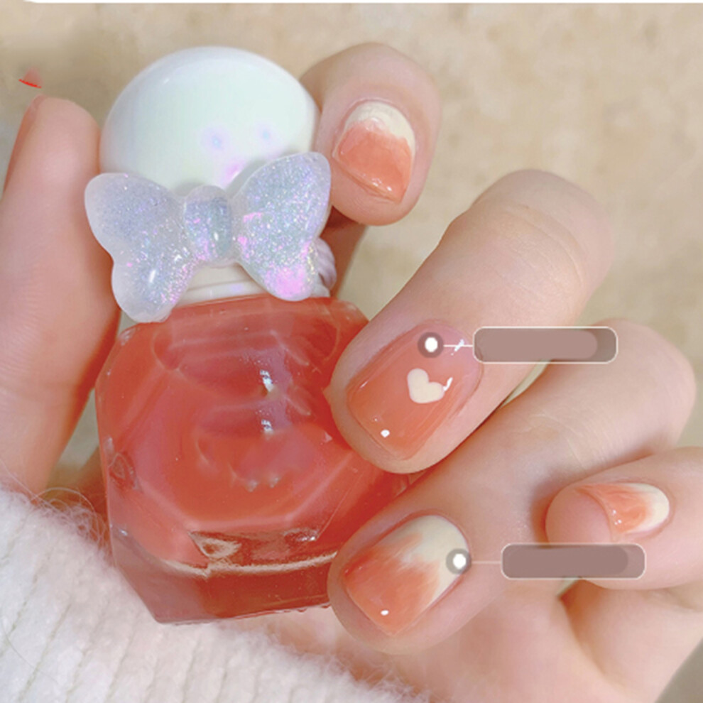 White/Pink Glossy Glitter Non-Toxic Vegan Nail Lacquer, Pearl Shimmer Unicorn Quick Dry Sheer Gel For Short Nails, Easy To Use Artificial Glue,
