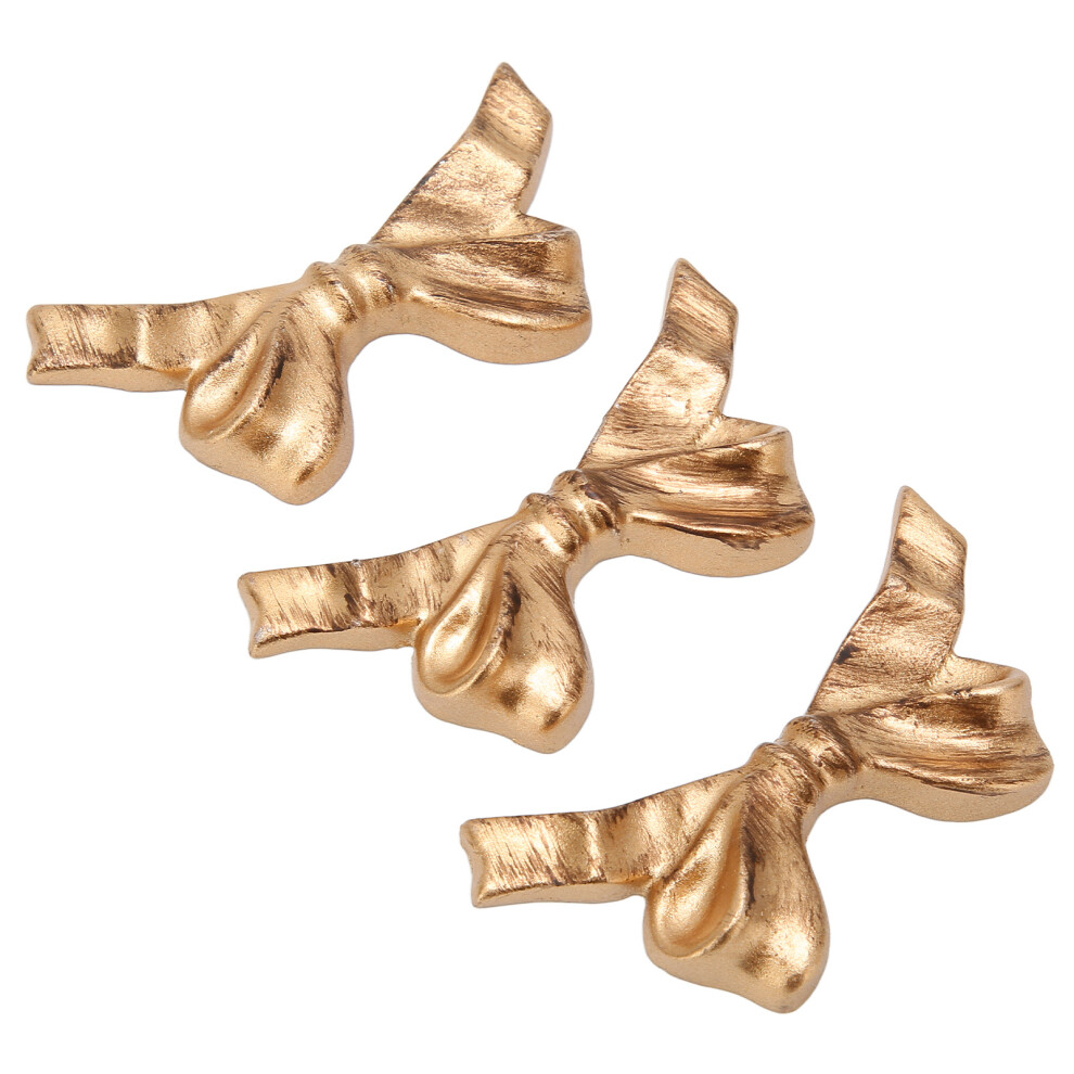 Durable Construction Furniture Hardware, Exquisite Golden Luster Bow Style Drawer Knobs For Vintage Look Home Decoration, Mini Size, 3Pcs