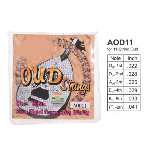 Alice AOD11 11-String Oud Strings Set Nylon Core Silver Winding (G-D-A-E-B-F) 1