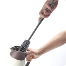 Silicone Bottle Cleaning Brush Long Handle, Sponge Cleaner, For Sports Bottles, Baby Bottles, Glass Cups, Grey