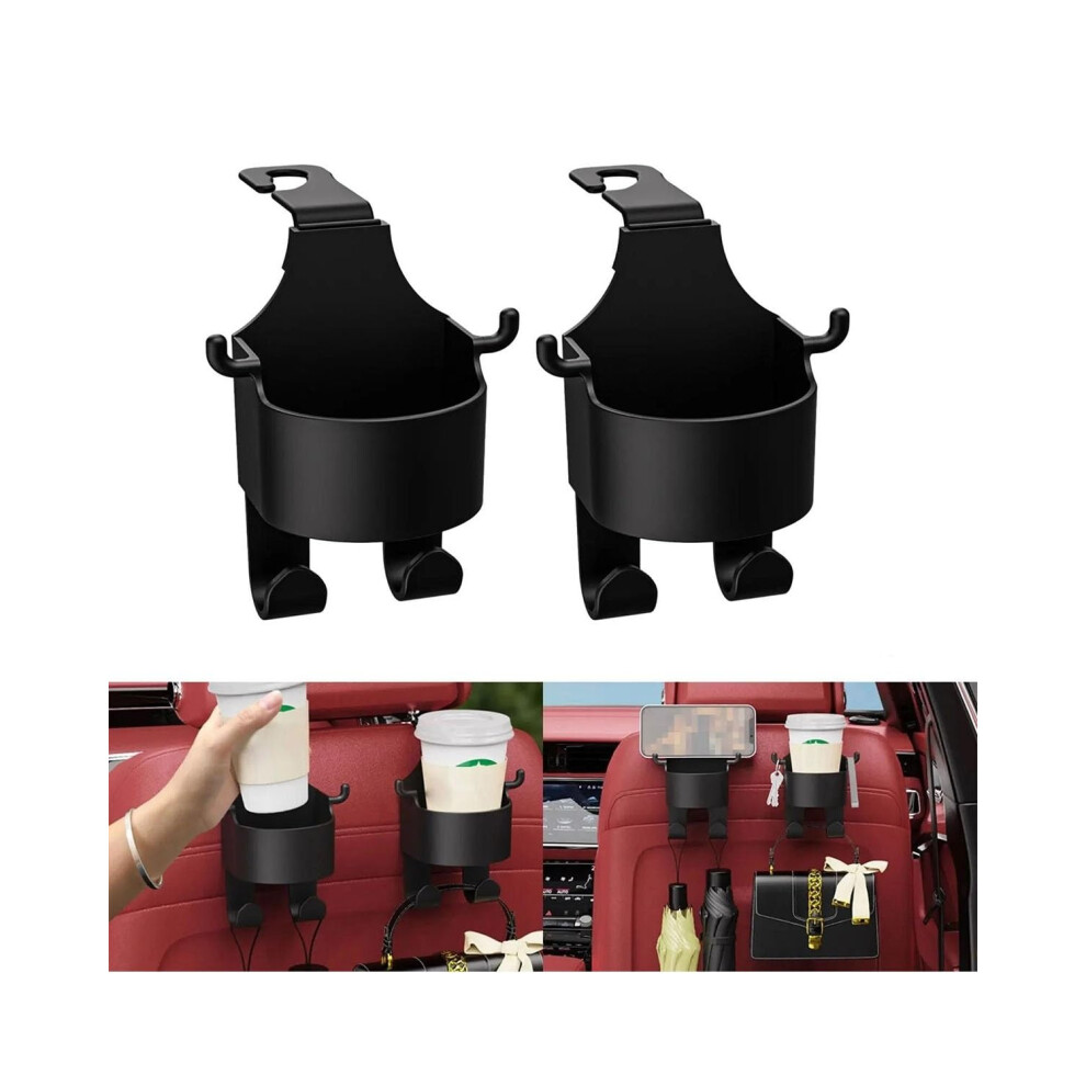 Car Water Cup Holder 2 Pack Universal Headrest Hook Hanger Storage For Handbag Drink Cup Holder Vehicle Accessories