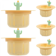 Yellow 10.80X10.80X8.30CM 5pcs Cactus Kitchen Sink Strainer, Food Catcher Basket Drain Protector Filter Net, Plastic Colander for Home Kitchen Debris